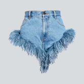 Jeansshorts mit Federsaum für Damen